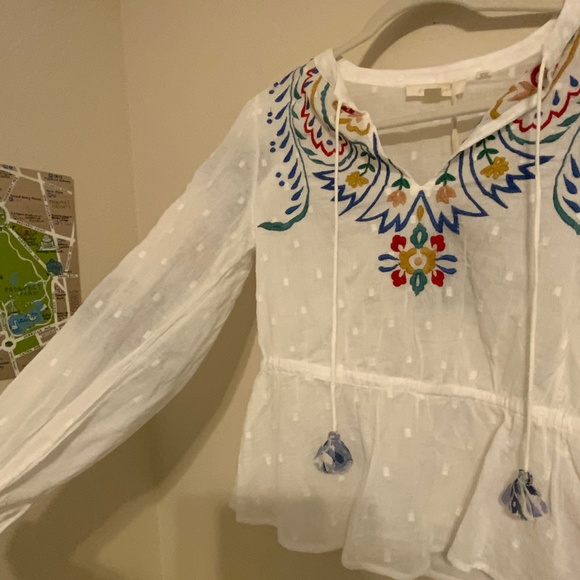 NWT Anthropologie Forever That Girl Embroidered Peplum Blouse - Picture 8 of 16